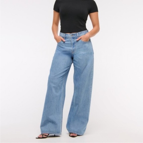 Abercrombie & Fitch Denim - Abercrombie & Fitch High Rise Wide Leg Jean Lightweight Drapey Rigid